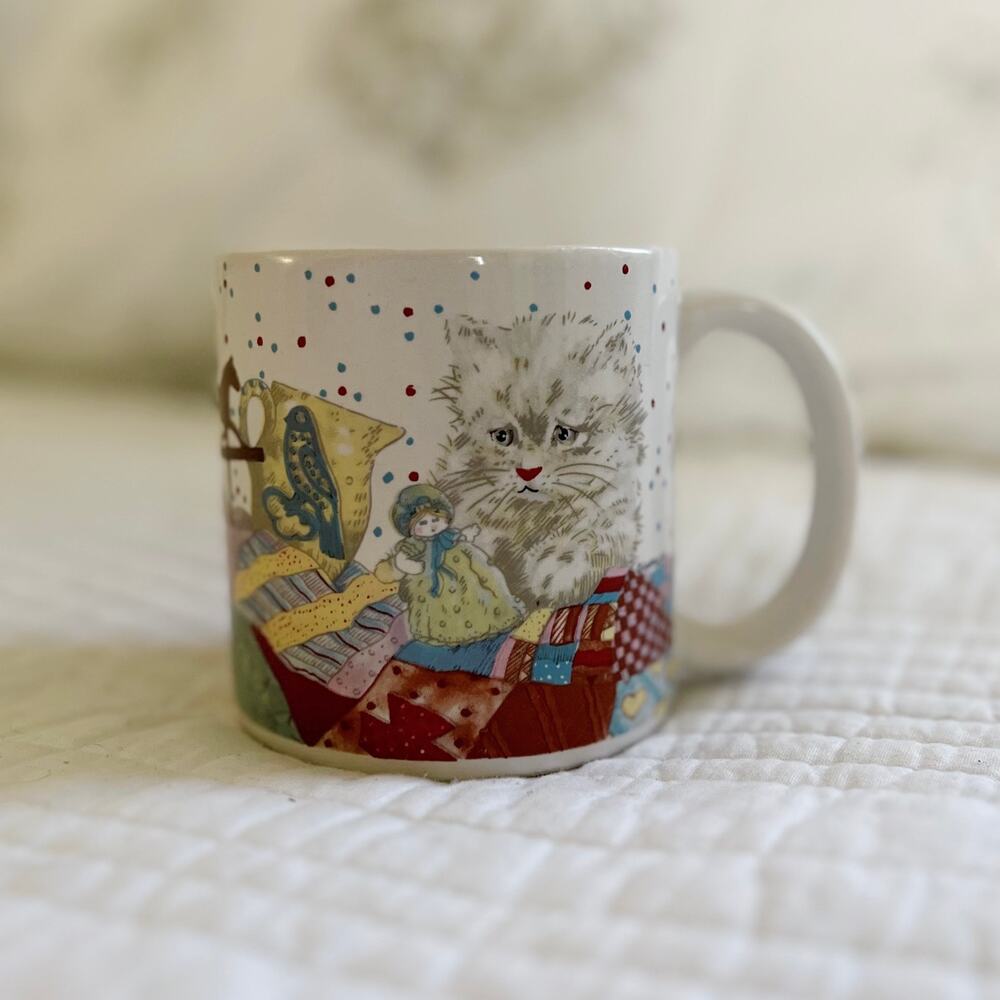 Vintage 80s Kitten Mug The Tin Box Company of America Giordano Art